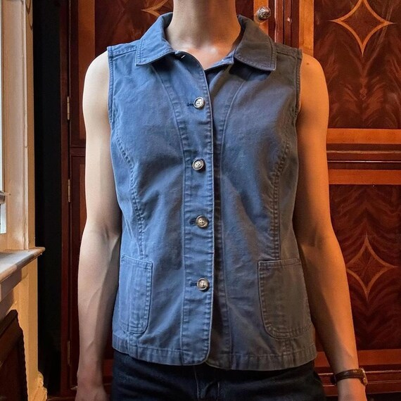 90s 100% cotton button up shirt/vest / size S - image 3
