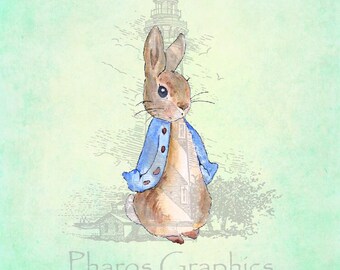 Peter Rabbit PNG file, Cut File, Clipart, Graphics