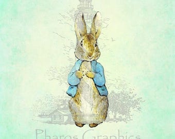 Peter Rabbit PNG file, Cut File, Clipart, Graphics