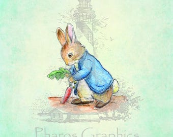Peter Rabbit PNG file, Cut File, Clipart, Graphics