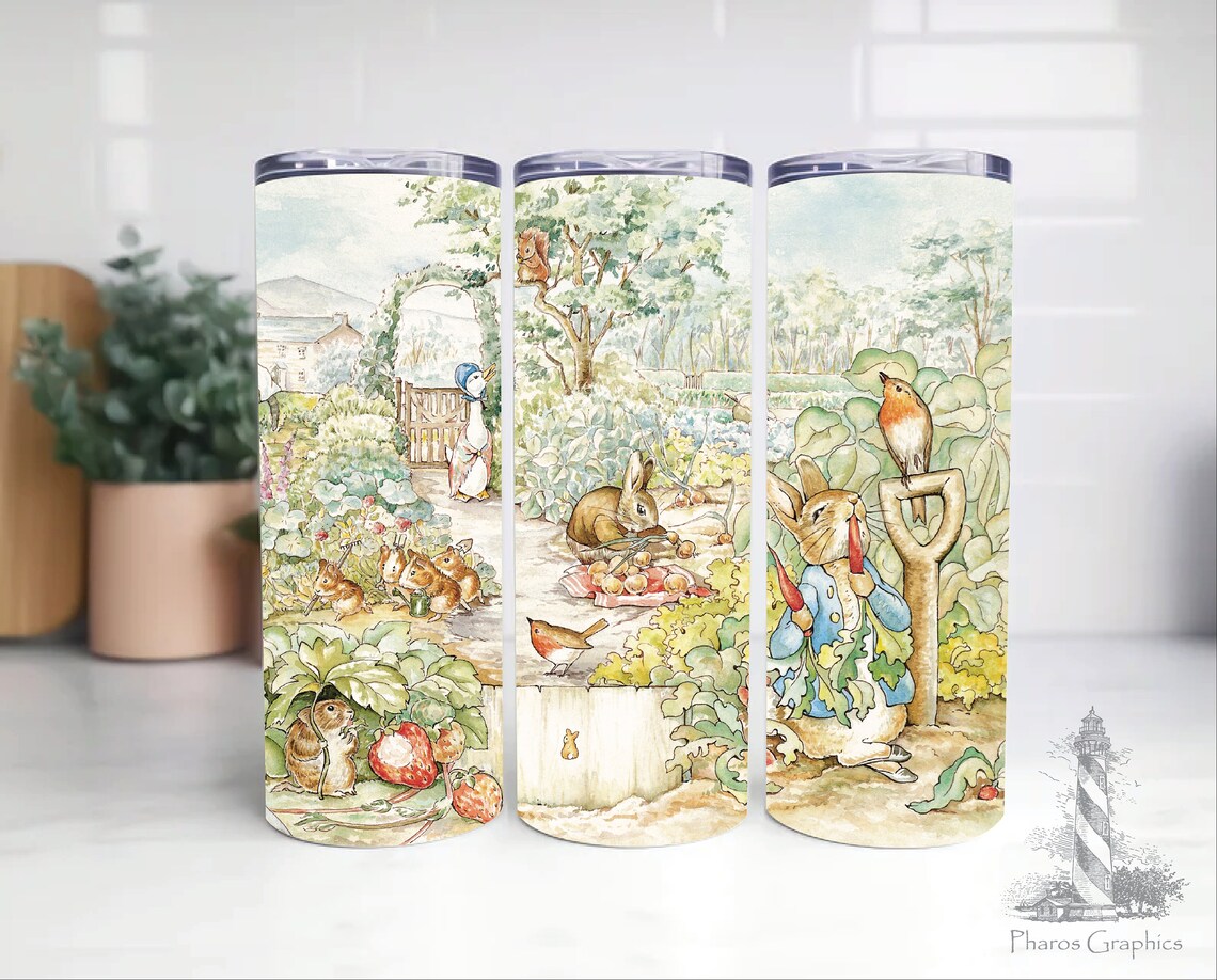 Peter Rabbit Tumbler Wrap, Beatrix Potter, 20oz Sublimation Tumbler ...