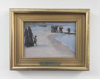 Vintage framed painting reproduction, Danish painter P.S. Krøyer painting reproduction, Home decor