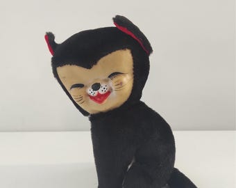 Plush cat with rubber face, Vintage soft toy, Cat lovers Gift, Soft toy cat, rubber toy, cat home decor, gift for a kid, vintage home decor