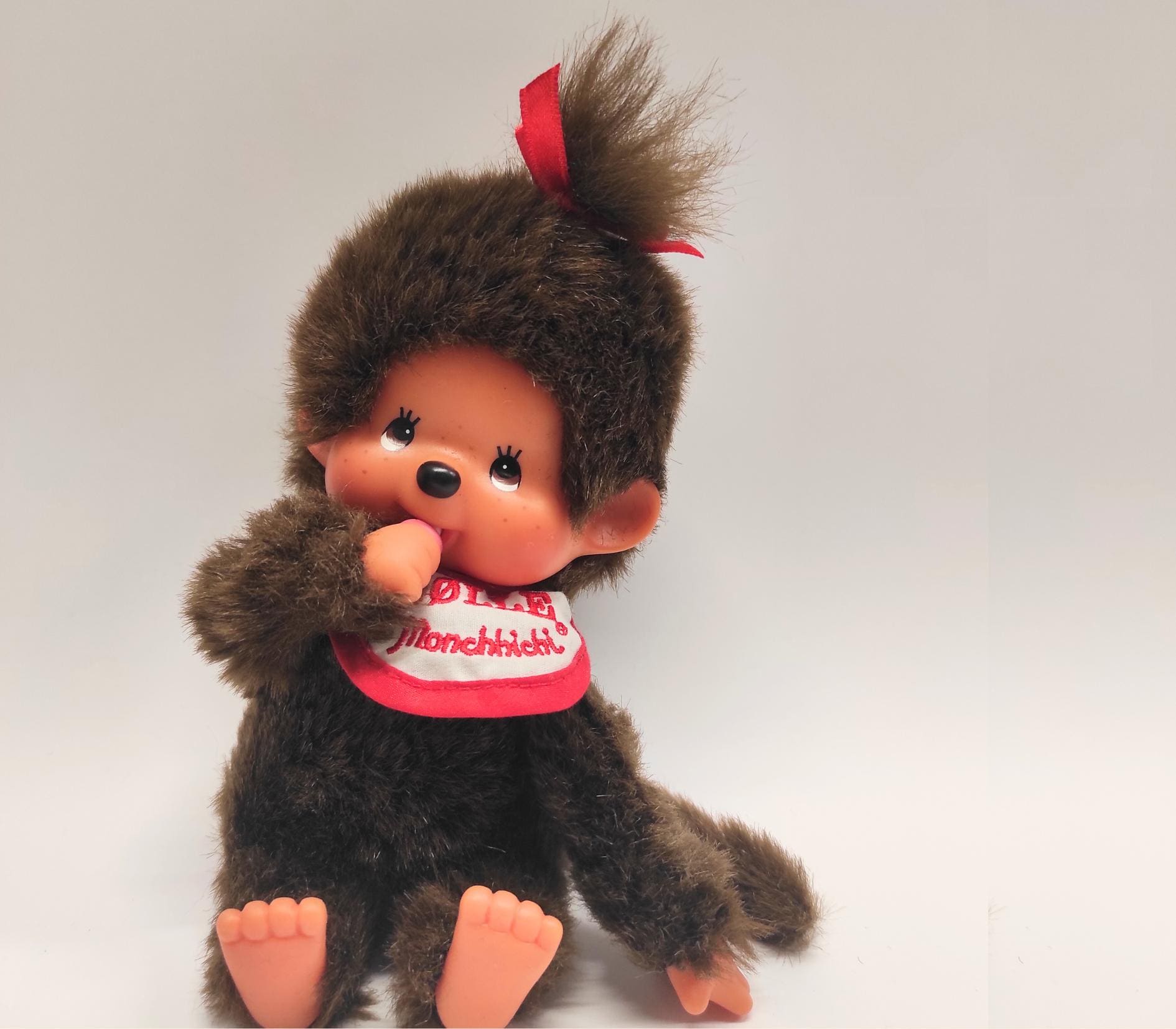 Monchhichi 1974, Little monkey toy, Soft plush monkey, Bolle Monchhichi, Sekiguchi edition, Old collectibles toy, Pacifier Sucking Monkey