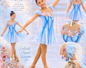 Vestito da pattinaggio artistico o a rotelle blu caramella, taglia 8-10 anni