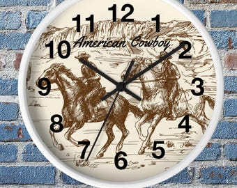 Rustic Cowboy Wall Clock - Born to Ride, Western Decor, Gift for Horse Lovers, Rustic Home Style, Western Wall Art, Cowboy Gifts
