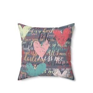 Spun Polyester Square Pillow, Heart Pillow, Xmas Gift, Valentines Gift, Housewarming Gift, Front and Back Print Pillow