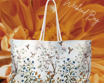 Floral Weekender Bag, Stylish Travel Tote, Nature Inspired Beach Bag, Perfect for Getaways, Eco-Friendly Carryall