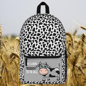 Moody Cow Backpack, Cute Animal School Bag, Funny Gifts for Kids, Trendy Travel Gear, Cow Print Backpack, Perfect School Backpack
