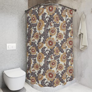 Vintage Floral Shower Curtain, Bohemian Bathroom Decor, Eco-Friendly Curtain, Floral Shower Decor, Gift for Home, Housewarming Gift,