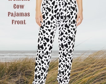 Cow Print Pajama Pants | Women's Cow Pattern Sleepwear, Graduation gift, Cow Lover Nightwear