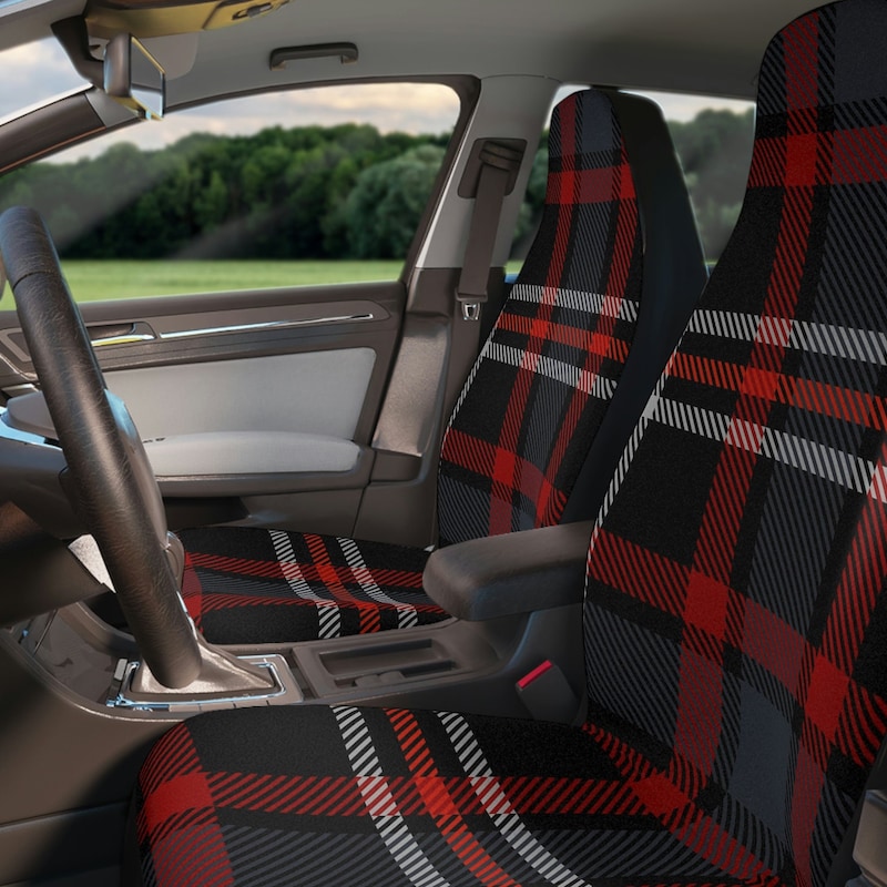 Red and yellow Checkered Car Seat Covers