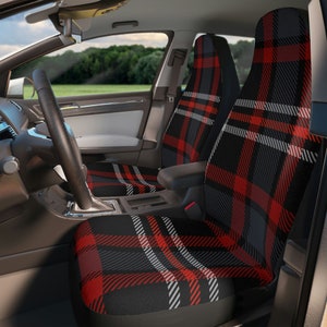 Car Seat Covers, Red Checker, Auto Seat Cover, Black Seat Cover, Grey Seat Cover, Birthday Gift, Sporty Seat Cover, Family Gift,