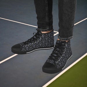 Men&#39;s High Top Sneakers, Mens Halloween Sneakers, Mens Skull Sneakers, Mens Black Skull Sneakers, Gif for Him, Halloween High Top Sneakers