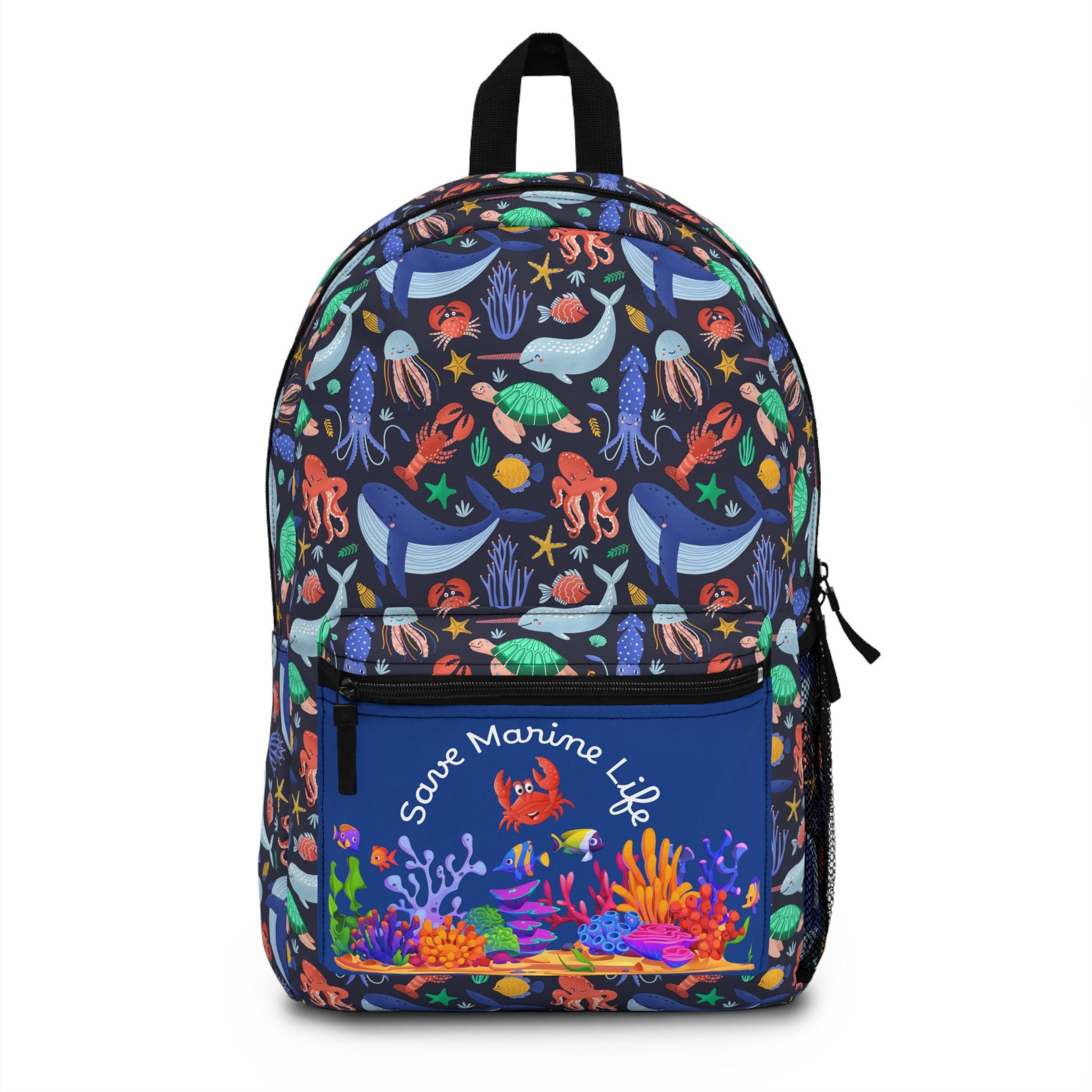 Colorful Marine Life Backpack, Kids School Bag, Ocean Accessories - Etsy