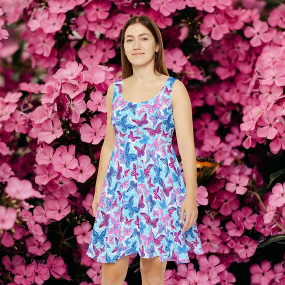 butterfly print skater dress Kiijoy Girls Butterfly Print Skater Dress Short Sleeve Dress, Sizes 2-8