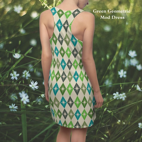 Green Diamond Racerback Dress Mod Style Summer Fashion - Etsy Israel Green Diamond Racerback Dress Mod Style Summer Fashion - Etsy Israel