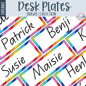 Bright student desk plates, student name cards, student desk tags, student name labels, desk name tags