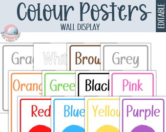 Color chart, classroom decor, color display poster, colour display, colour posters, classroom display, kindergarten, preschool