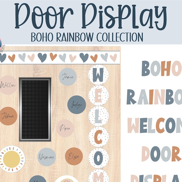 Boho Rainbow Classroom Decor Bundle, Editable Classroom Decor, Boho ...