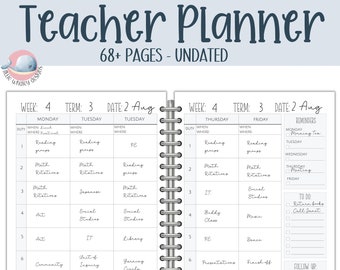 Printable teacher planner, term planner, lesson plans, undated planner, calendar, classroom organization