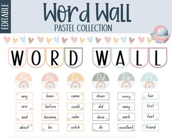 Pastel Classroom Word Wall Display (Editable PDF)