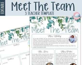 Meet the Team Teacher Template: Editable Printable (Digital Download)