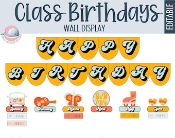 Groovy Retro Classroom-verjaardagsdisplay (digitale download)