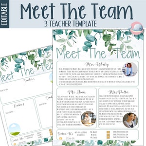 Printable meet the teacher editable template, meet the team teachers, three teachers template