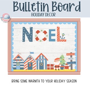 Christmas nautical bulletin board, holiday bulletin board decor kit, ocean theme classroom decor, Summer Christmas bulletin board,