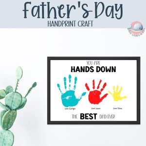 Manualidad con huellas de manos del día del padre, la mejor huella de la mano de todos los tiempos, artesanía con huellas de manos, tarjeta de bricolaje para manualidades con recuerdos de recuerdos para bebés y niños pequeños