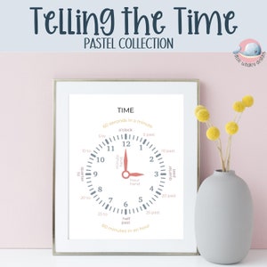 Telling the time print, Lerne die Zeit Poster, Klassenzimmer Zeit Poster, Lernzeit Poster, druckbare Uhr
