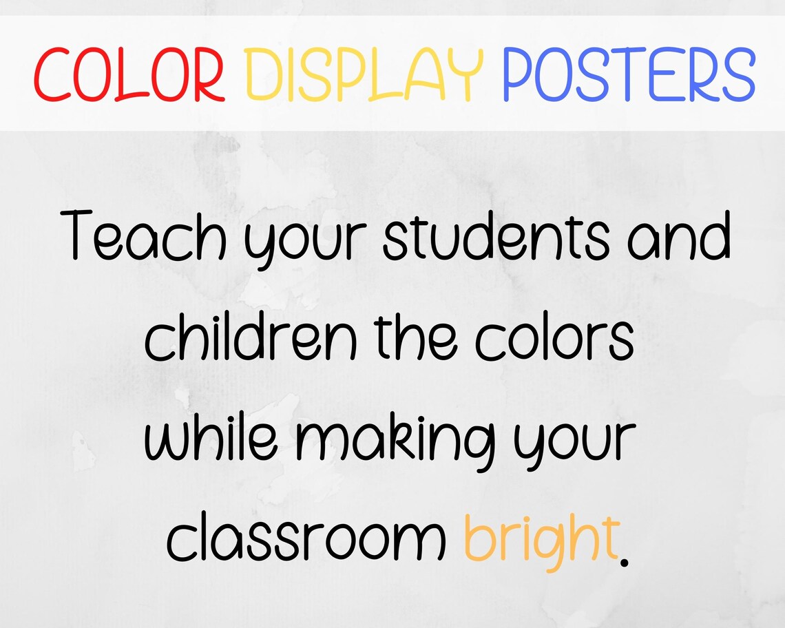 Color Chart Classroom Decor Color Display Poster Colour | Etsy