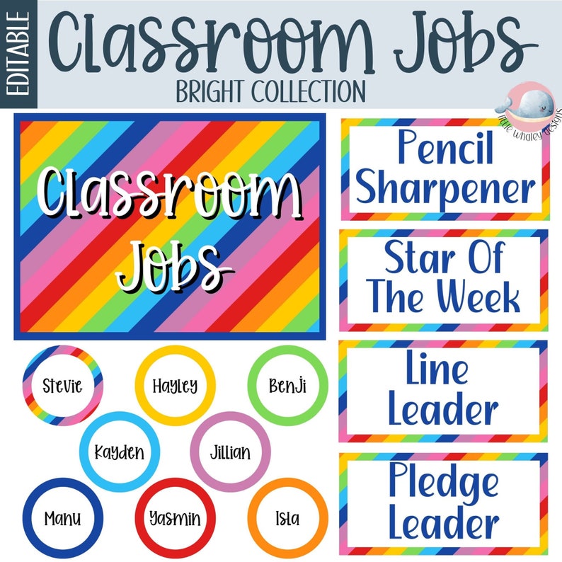 Editable Classroom Jobs Chart, Classroom Responsibility Chart, Classroom Jobs Display - Etsy