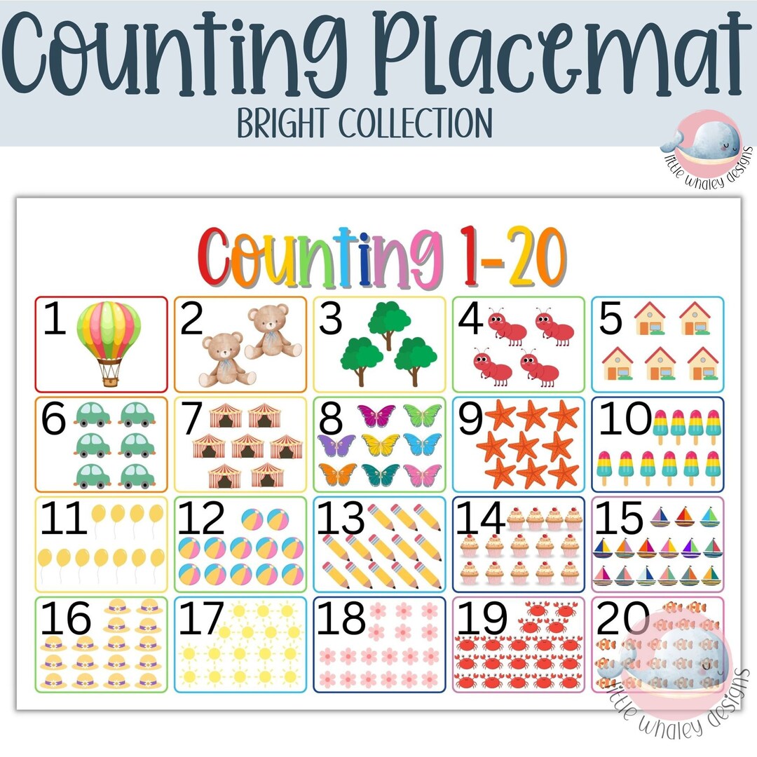 Counting 1-20 Placemat: Printable Kids Math (digital Download) - Etsy