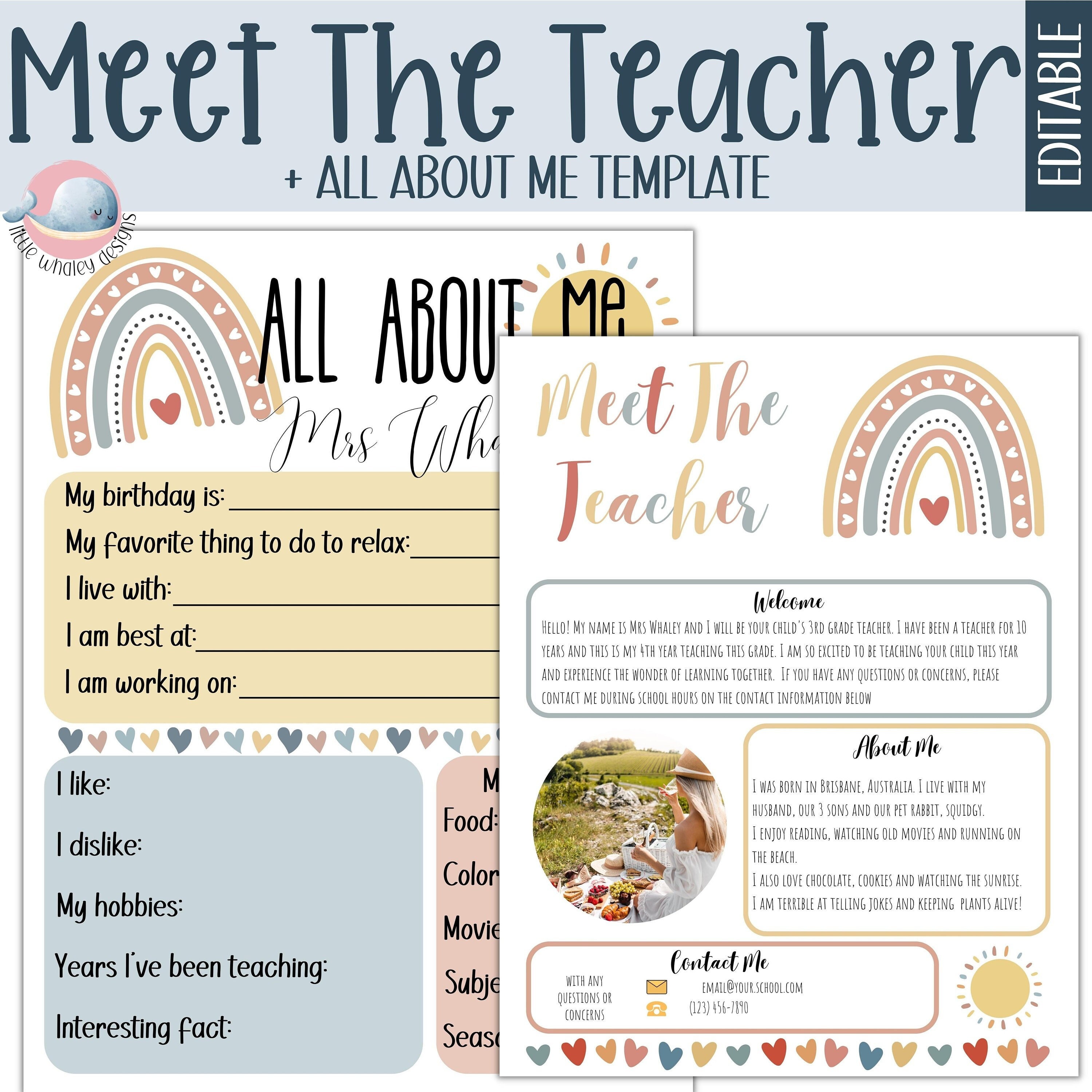 All About Me Template Teacher All About Me Template Teacher