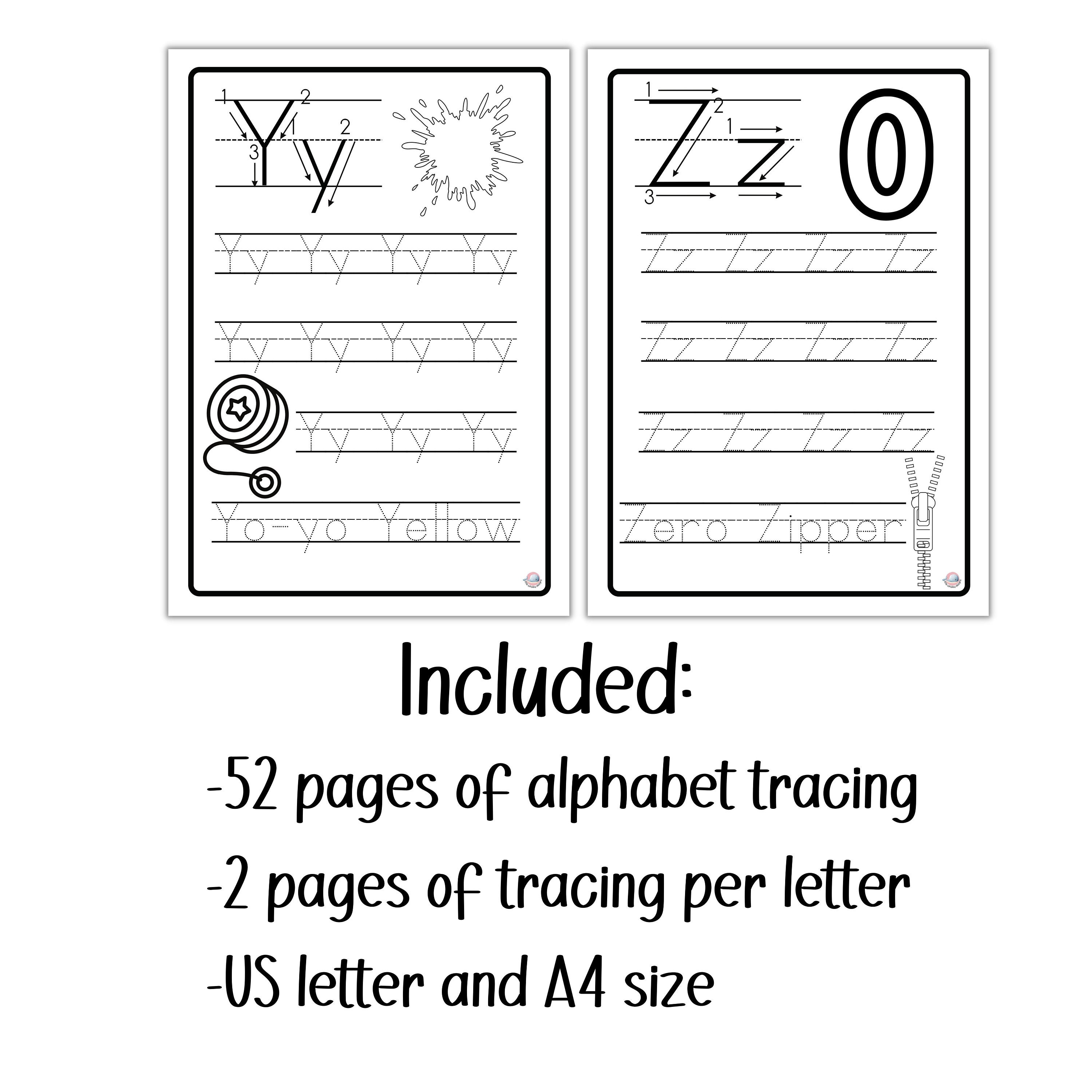 Alphabet Tracing Workbook, A to Z Tracing Sheets, Letter Tracing, Kids