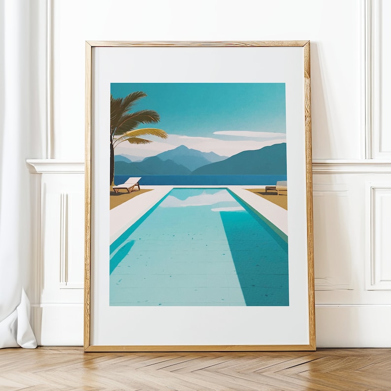 Pool With a View Art Print: David Hockney Inspired Summer Travel Poster ...
