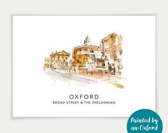 Sheldonian Theatre, Broad Street | Oxford Art Print | Watercolour Print or Canvas