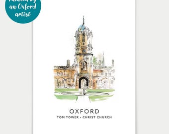 Tom Tower, Christ Church | Oxford Art Print | Watercolour Print or Canvas