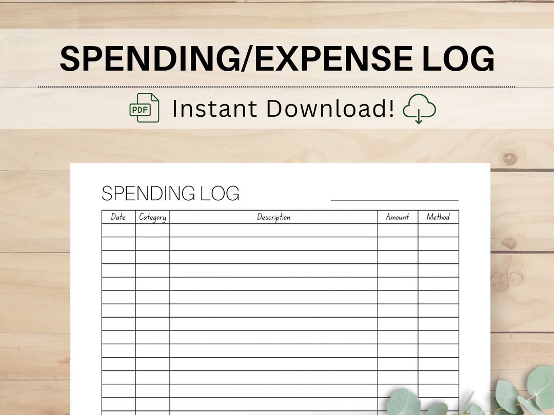 Expense Tracker Spending Log Printable Budgeting Worksheet - Etsy