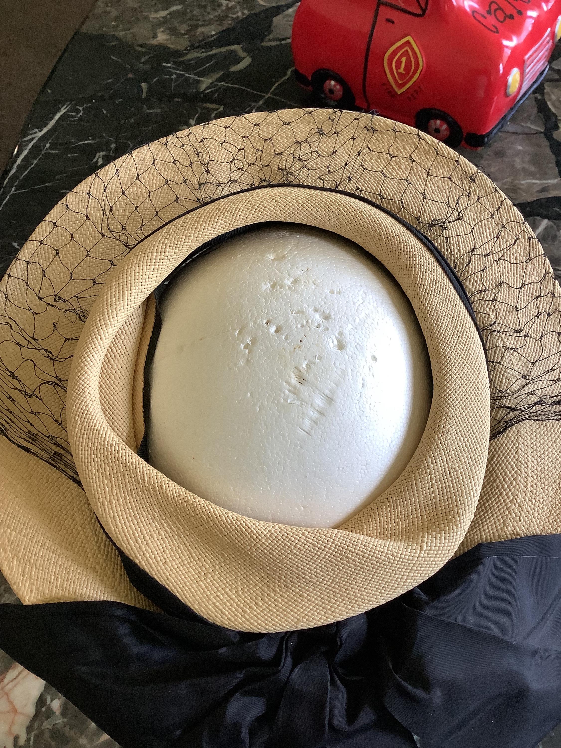 Vintage Himelhochs of Detroit Raffia Open Top Hat With Black  display picture 1