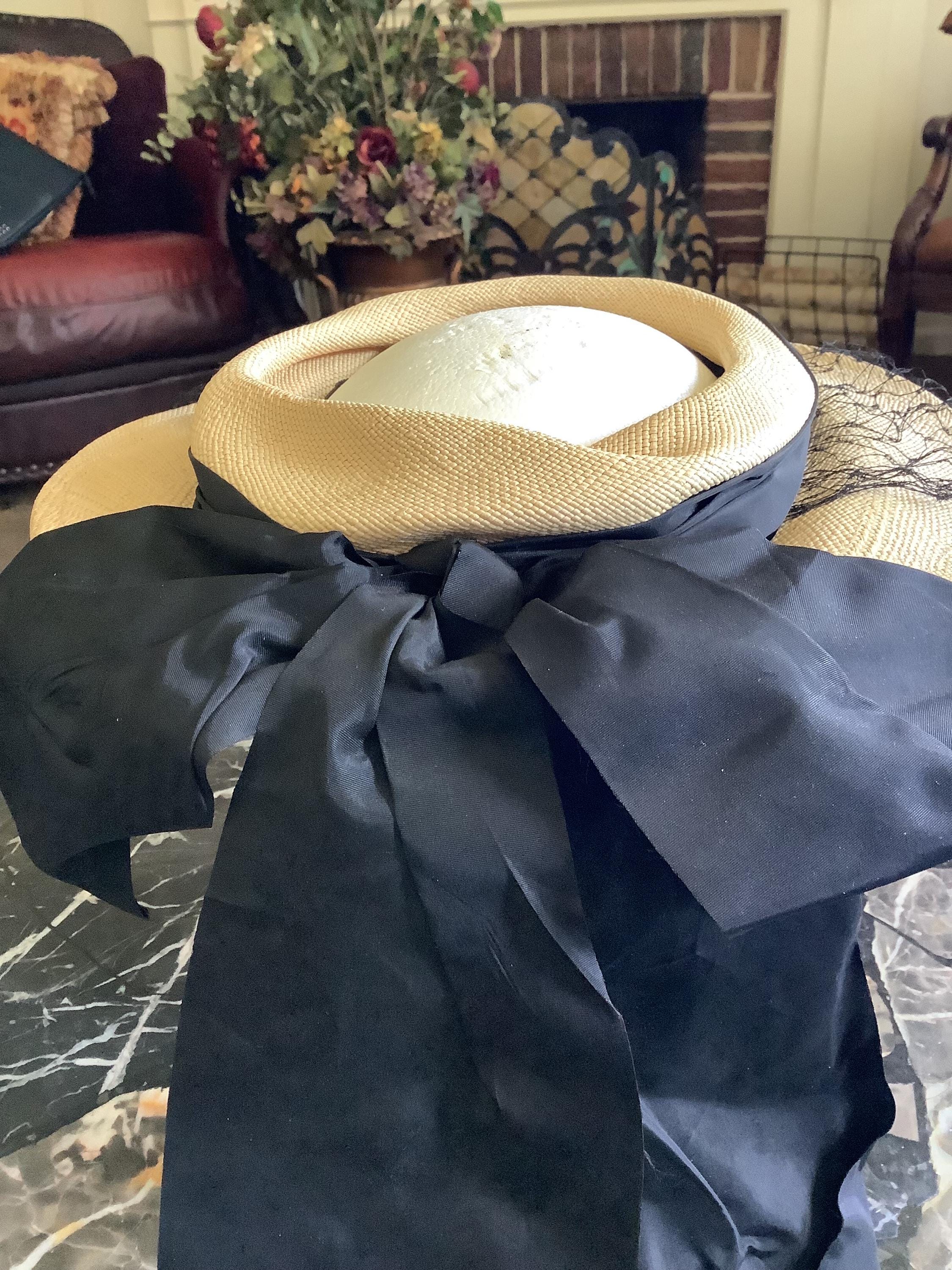 Vintage Himelhochs of Detroit Raffia Open Top Hat With Black  display picture 2