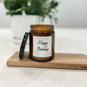Happy Birthday Candle | Birthday cake candle | Soy wax | Amber 8 oz jar | Gift | Dessert Candles | Present