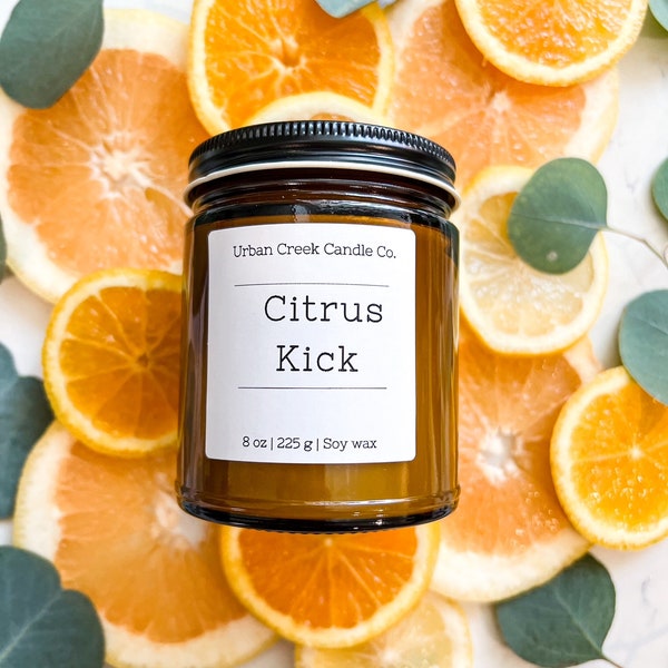 Citrus kick 8 oz Soy Candle | Gift | Home decor | Fresh Citrus | Papaya Calamansi Tropical island