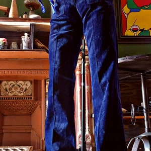 70s blue velvet flares