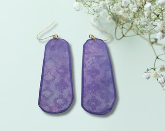 Handcrafted Upcycled  Paper Earrings Purple Floral