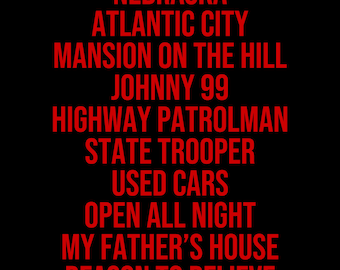 Bruce Springsteen Nebraska Tracklist T-Shirt | Atlantic City Tee