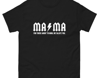 Maglietta ispirata agli AC/DC per mamme, maglietta rock per mamme, un omaggio a chi sta per diventare mamma.