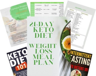 21-Day Printable Keto Diet Weight Loss Meal Plan Ebook, Low Carb Diet Meal Plan, Weight Loss Meal Plan, Keto For Beginners
